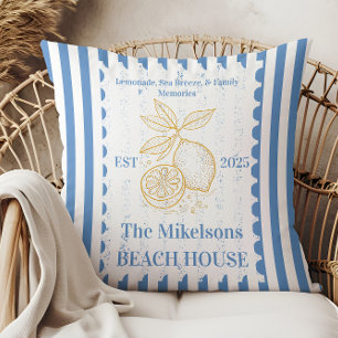 Personlig Family Coastal Lemon Beach House Deco Kudde