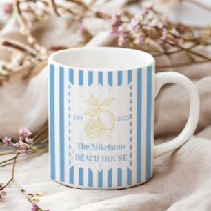 Personlig Family Coastal Lemon Beach House Deco Två-Tonad Mugg