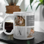 Personlig Family Collage Gift Kaffemugg<br><div class="desc">Trendig Collage Photo & Grått Best Family Gift</div>