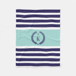 Personlig Family Crest Rand Mönster marint Mint Fleecefilt