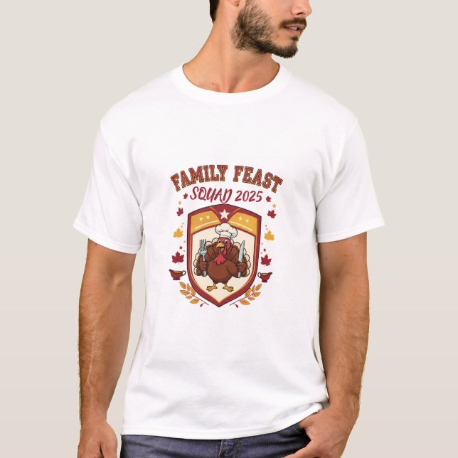 Personlig Family Feast Squad 2025-Thanksgivingen T Shirt (Framsida)