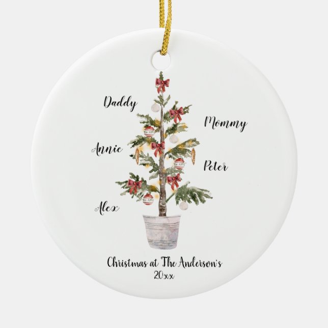 Personlig Family Julgran Ceramic Julgransprydnad Keramik (Framsidan)