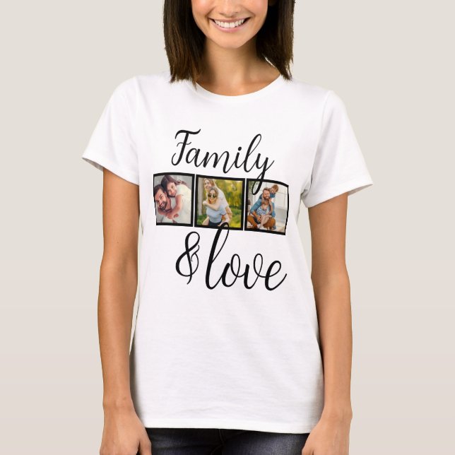 Personlig Family & Kärlek Photo Collage T Shirt (Framsida)