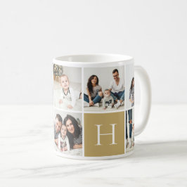Personlig Family Monogram 9 Photo Collage Kaffemugg