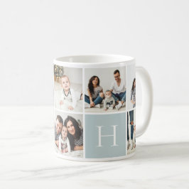 Personlig Family Monogram 9 Photo Collage Kaffemugg