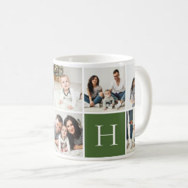 Personlig Family Monogram 9 Photo Collage Kaffemugg