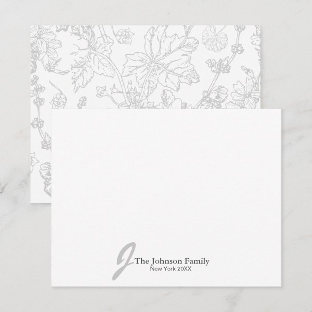 Personlig Family Monogram Namn Elegant-skript Anteckningskort (Fram/baksida)