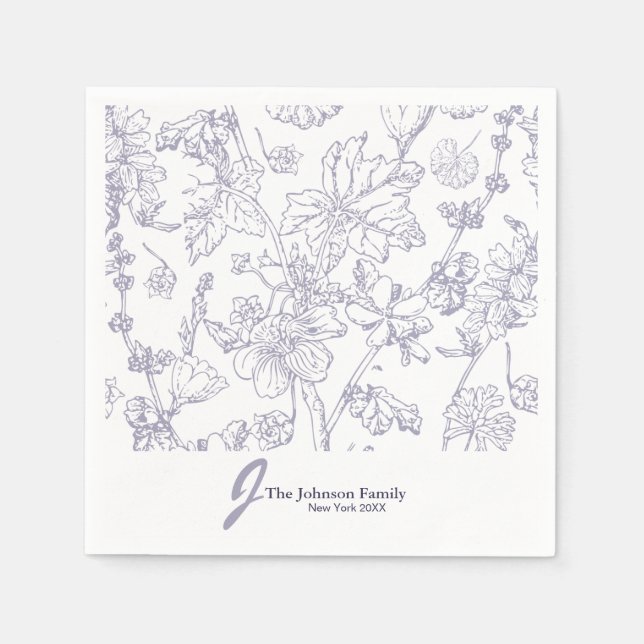 Personlig Family Monogram Namn Elegant-skript N Pappersservett (Framsidan)