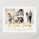 Personlig Family Namn 4 Photo Collage<br><div class="desc">Sprid kärlek med det här fotokortet för personlig helgdag som innehåller en fotokollage och din familj namn. Baksidan har en punkt för ett anpassningsbar-meddelande,  en returadress och ett mottagarmeddelande för adress. Om du vill anpassa ytterligare klickar du på "Redigera med Design Verktyg". Köp helgdagskort och mycket mer på www.zazzle.com/store/nbpaperco</div>