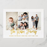 Personlig Family Namn 4 Photo Collage<br><div class="desc">Sprid kärlek med det här fotokortet för personlig helgdag som innehåller en fotokollage och din familj namn. Lägg till ytterligare ett foto och text på baksidan. Om du vill anpassa ytterligare klickar du på "Redigera med Design Verktyg". Köp helgdagskort och mycket mer på www.zazzle.com/store/nbpaperco</div>