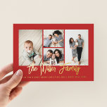 Personlig Family Namn 4 Photo Collage<br><div class="desc">Sprid kärlek med det här fotokortet för personlig helgdag som innehåller en fotokollage och din familj namn. Lägg till ytterligare ett foto och text på baksidan. Om du vill anpassa ytterligare klickar du på "Redigera med Design Verktyg". Köp helgdagskort och mycket mer på www.zazzle.com/store/nbpaperco</div>
