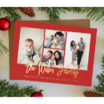 Personlig Family Namn 4 Photo Collage<br><div class="desc">Sprid kärlek med det här fotokortet för personlig helgdag som innehåller en fotokollage och din familj namn. Lägg till ytterligare ett foto och text på baksidan. Om du vill anpassa ytterligare klickar du på "Redigera med Design Verktyg". Köp helgdagskort och mycket mer på www.zazzle.com/store/nbpaperco</div>