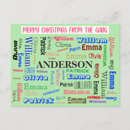 Personlig Family Namn Anpassningsbar Ord Cloud Vykort
