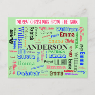 Personlig Family Namn Anpassningsbar Ord Cloud Vykort