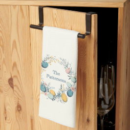 Personlig Family Namn Blommigt  Egg-utandning i På Kökshandduk