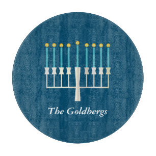 Personlig Family Namn Blue Hanukkah Menorah