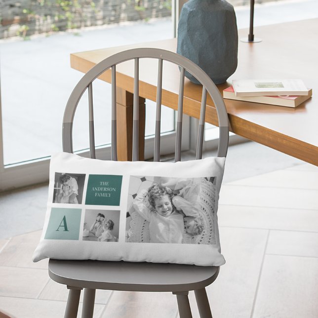 Personlig Family Namn Collage Photo Gift Lumbarkudde (Skapare uppladdad)