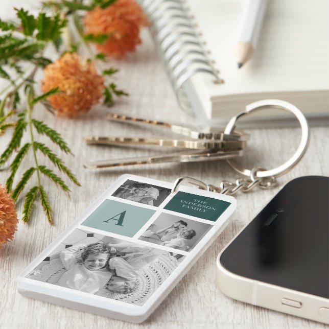 Personlig Family Namn Collage Photo Gift Nyckelring (Högra Framsidan)