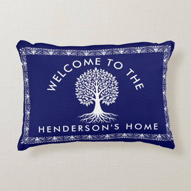 Personlig Family Namn-dekorfärg Prydnadskudde (Framsidan)