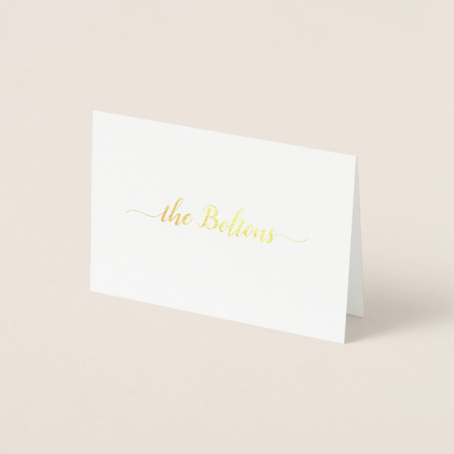 Personlig Family Namn Elegant Stationery är mappad Folierat Kort (Framsida)