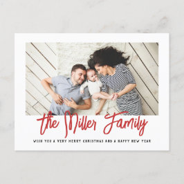 Personlig Family Namn - enkelfoto Red Helg Vykort