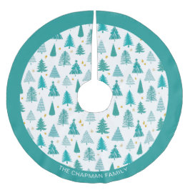 Personlig Family Namn Grönt Teal Julgran Julgransmatta Borstad Polyester