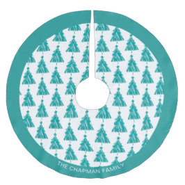 Personlig Family Namn Grönt Teal Julgran Julgransmatta Borstad Polyester