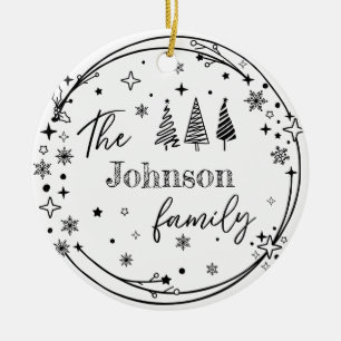 Personlig Family Namn Helgdag Keepsak Julgransprydnad Keramik