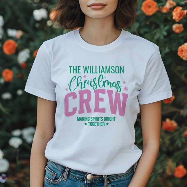 Personlig Family Namn Julmatchande Rosa T Shirt (Skapare uppladdad)