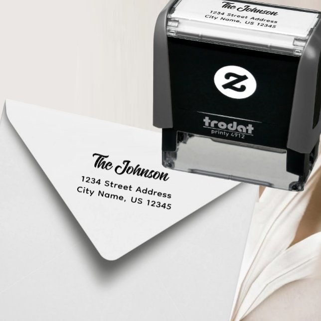 Personlig Family Namn | Modern Självfärgande Stämpel (Minimalist Script Return Address Self-inking Stamp)