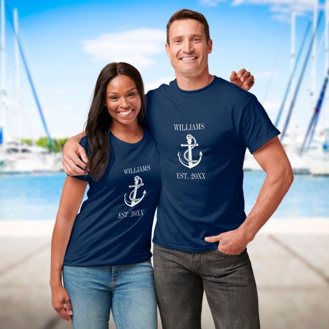 Personlig Family Namn Nautical Boat Anchor T Shirt (Skapare uppladdad)