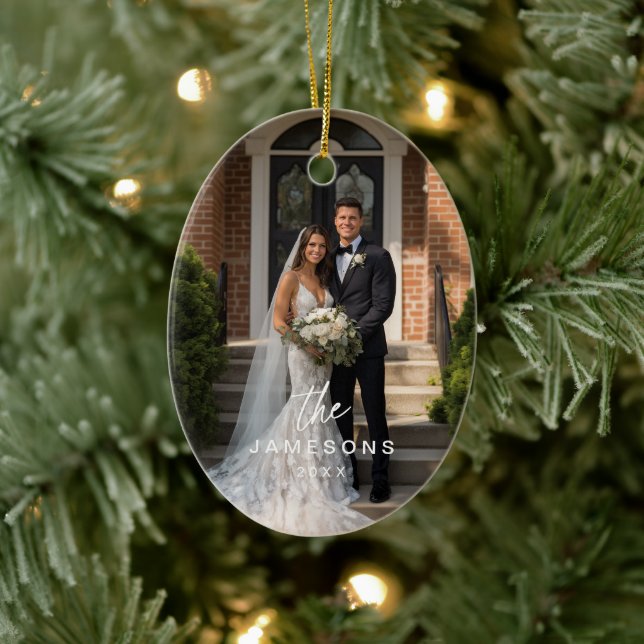 Personlig Family Namn Photo Julgransprydnad Keramik (Träd)