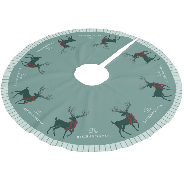 Personlig Family Namn Reindeer jul Julgransmatta Borstad Polyester (Vinklad)