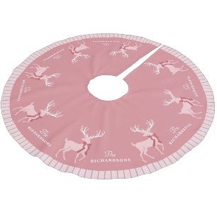 Personlig Family Namn Rosa Reindeer jul Julgransmatta Borstad Polyester