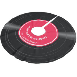 Personlig Family Namn Vinyl Record Red Julgransmatta Borstad Polyester
