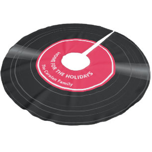 Personlig Family Namn Vinyl Record Red Julgransmatta Borstad Polyester
