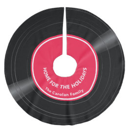 Personlig Family Namn Vinyl Record Red Julgransmatta Borstad Polyester