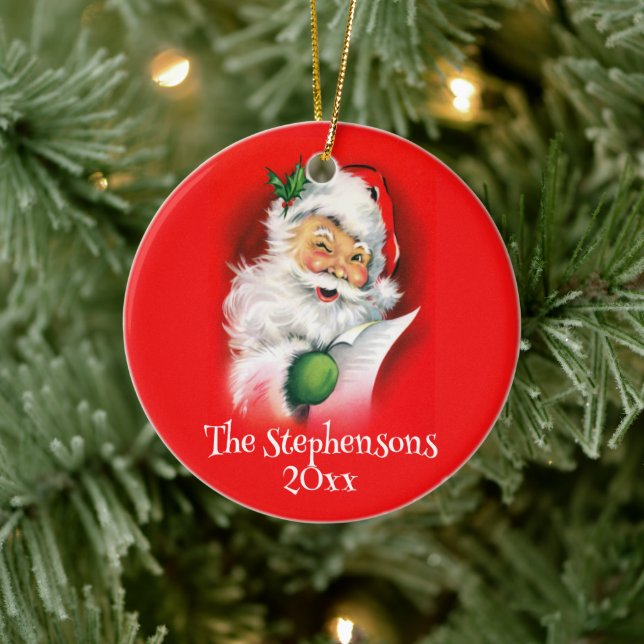 Personlig Family Namn Winking Santa jul Julgransprydnad Keramik (Träd)