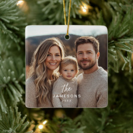 Personlig Family Namn Year Photo Ornament