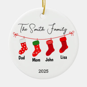 Personlig Family of Four Ornament, Family Gift Julgransprydnad Keramik