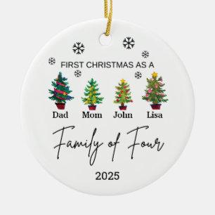Personlig Family of Four Ornament, Family Gift Julgransprydnad Keramik