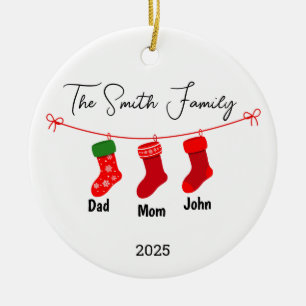 Personlig Family of Three Ornament, Family Gift Julgransprydnad Keramik