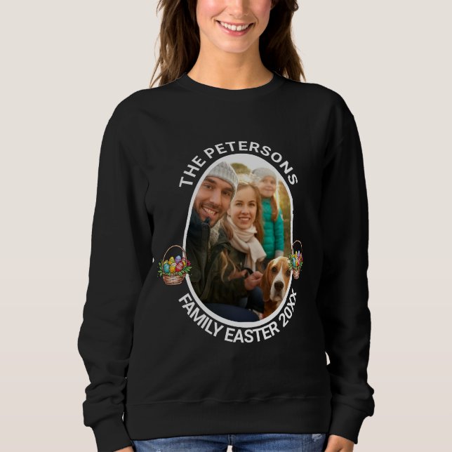 Personlig Family Påsk Photo Egg Basket T Shirt (Framsida)