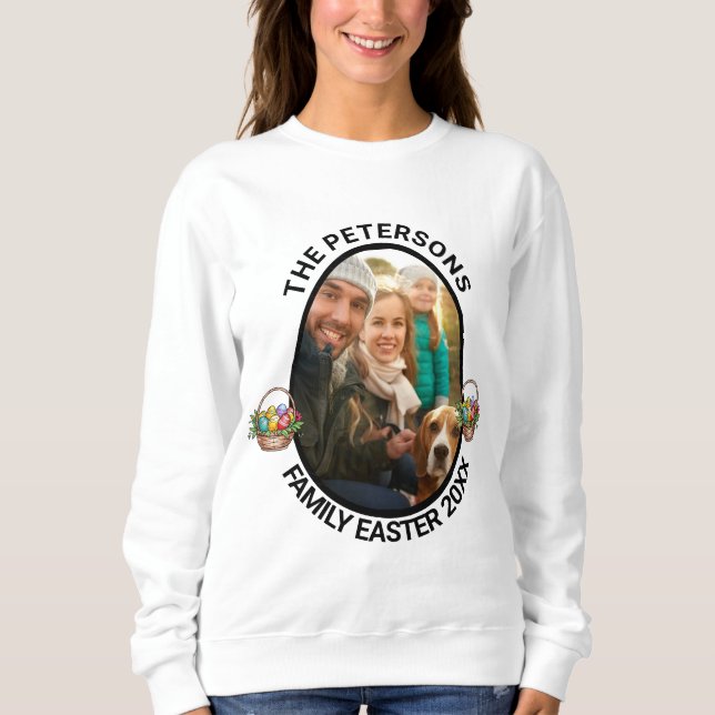 Personlig Family Påsk Photo Egg Basket T Shirt (Framsida)