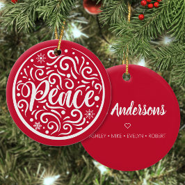 Personlig Family Peace-Helgdag Red Julgransprydnad Keramik
