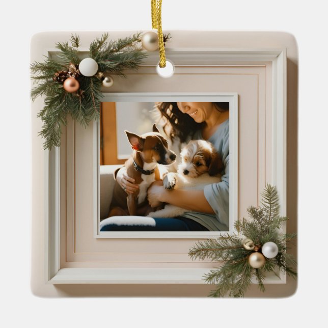 Personlig Family & Pet-julfoto Ornament (Framsida)