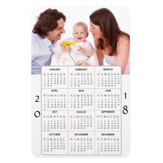 Personlig Family Photo 2018 Calendar Magnet (Vertikal)