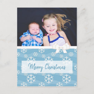 Personlig Family Photo Blue Snowflake-jul Helg Vykort