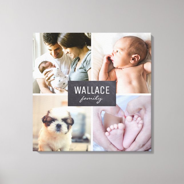 Personlig Family Photo Collage-block Canvastryck (Framsida)