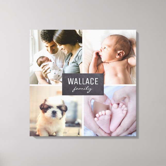 Personlig Family Photo Collage-block Canvastryck (Framsida)